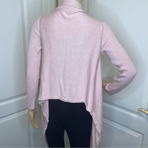 Bebe Cascading Front Long Sleeve Cardigan High Low Hem Light Pink Size Large - Picture 7 of 11